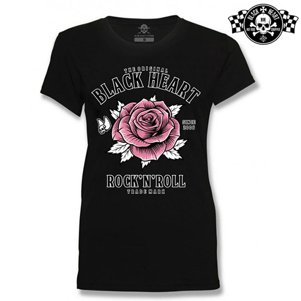 Moto oblečení - Tričko dámské BLACK HEART Rock n Roll Rose