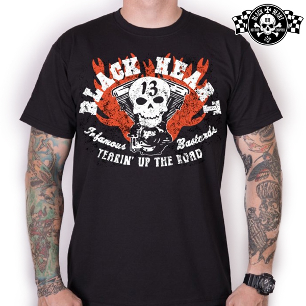 Moto oblečení - Tričko pánské BLACK HEART Flathead Skull