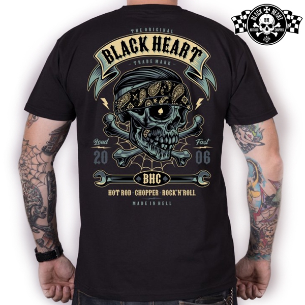 Moto oblečení - Tričko pánské BLACK HEART Bandana Boy