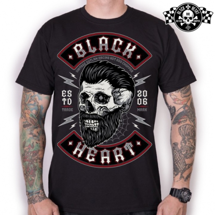 Tričko pánské BLACK HEART Beard Skull