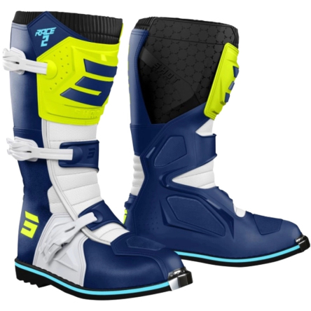 Dětské boty SHOT RACE 2 modro-bílo-fluo žluté