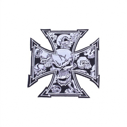 Nášivka Gray Iron Skull Cross střední